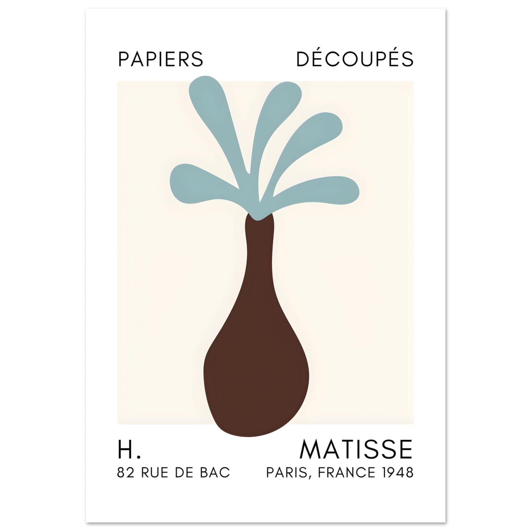 Artfulprints Poster Matisse - Ocean flower turquoise  - 70x100 cm - Turquoise