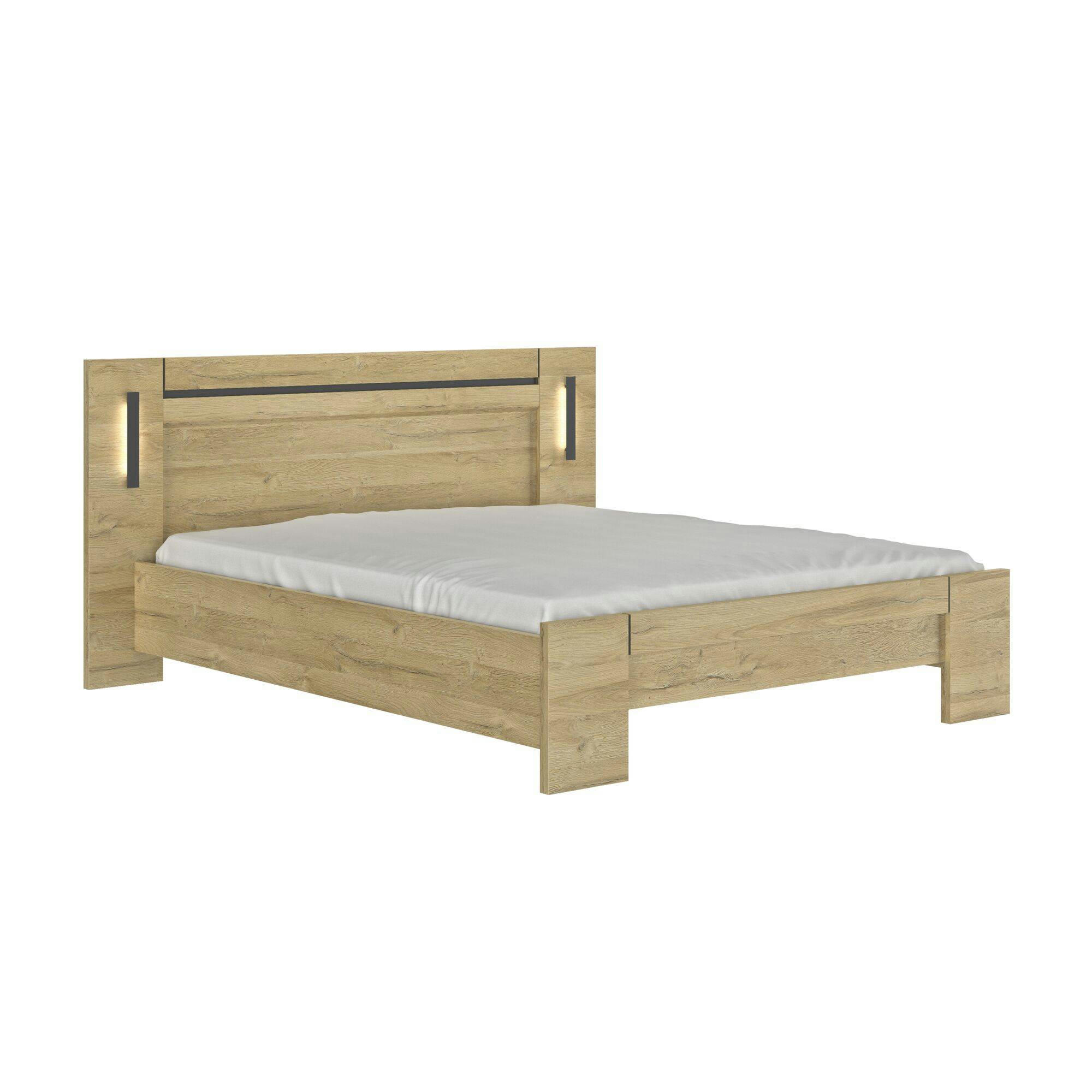 EMILIE - Lit effet bois clair 140 x 190 cm