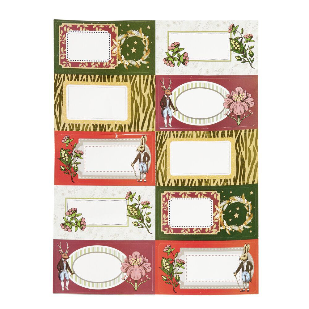 étiquette paquet cadeau paillette x10 (12 modèles)