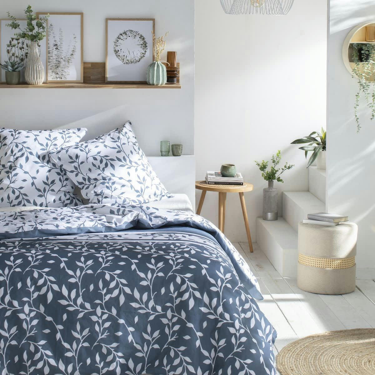 NORDIC - Parure de lit en Coton Bleu gris 220x240 cm