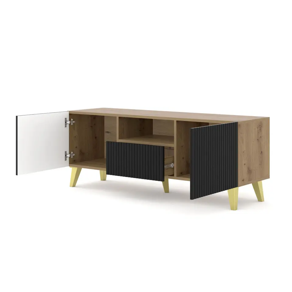 RTV-kast Ravenna PB 150 2D1S artisan eiken / zwart mat