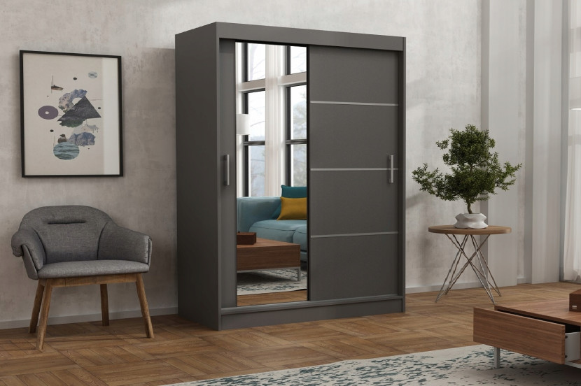 Szafa garderoba przesuwna WINDSOR 160 cm TOMY ANTRACYT