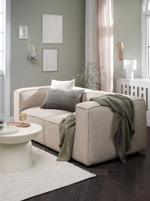 Modulsofa SKIBBY 2 pers. sandfarvet stof