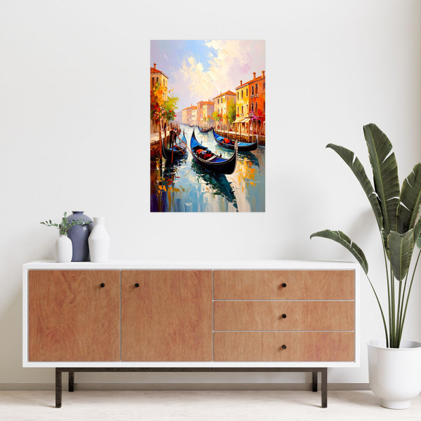 Naklejka na ścianę do salonu Feeby Wenecja Miasto Gondole Włochy 20x30