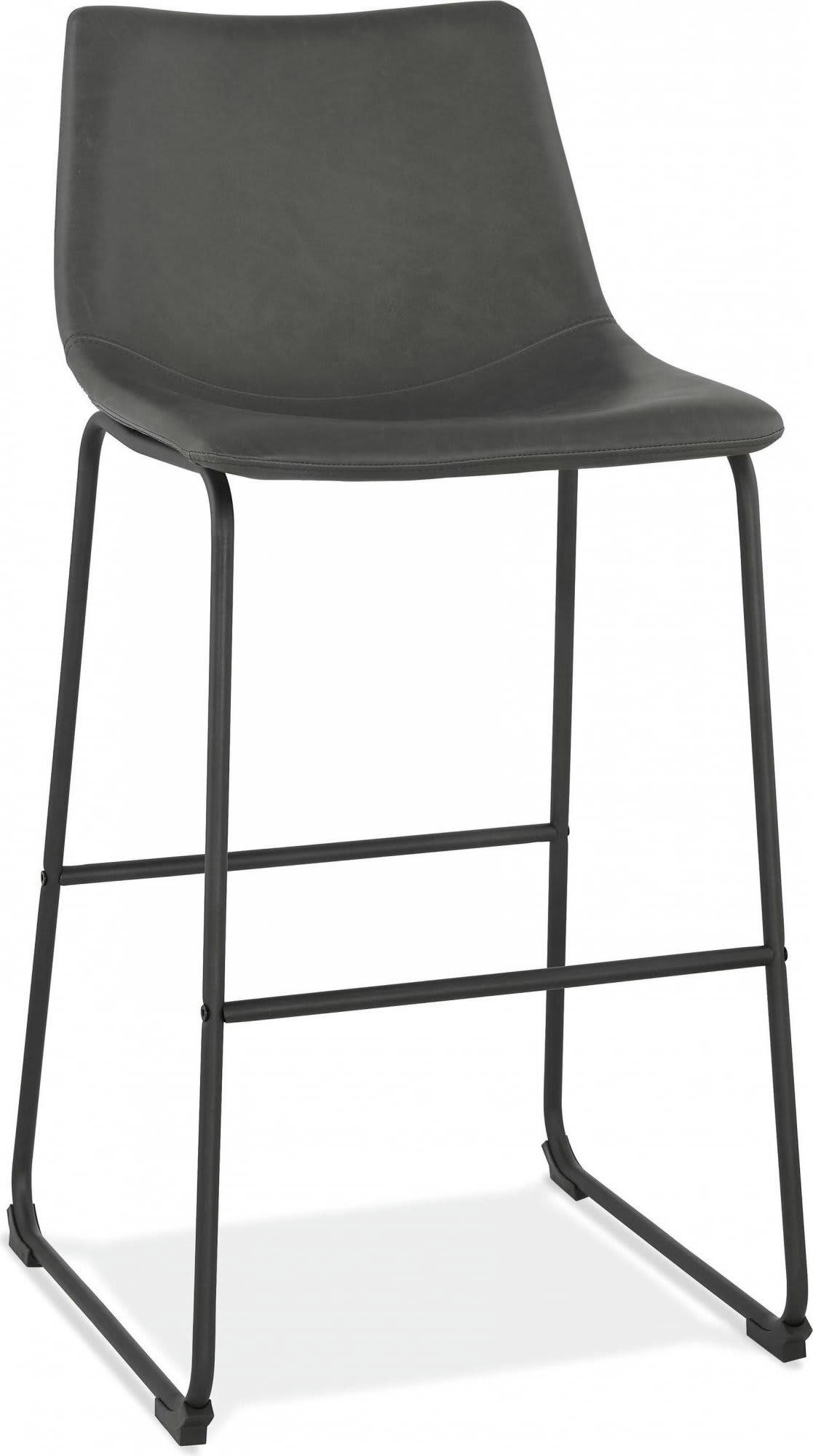 GAUCHO - Tabouret de bar Simili Gris H. assise 72 cm rembourré
