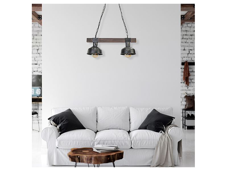 Lampa wisząca Faro2-punktowa drewniana brązowa