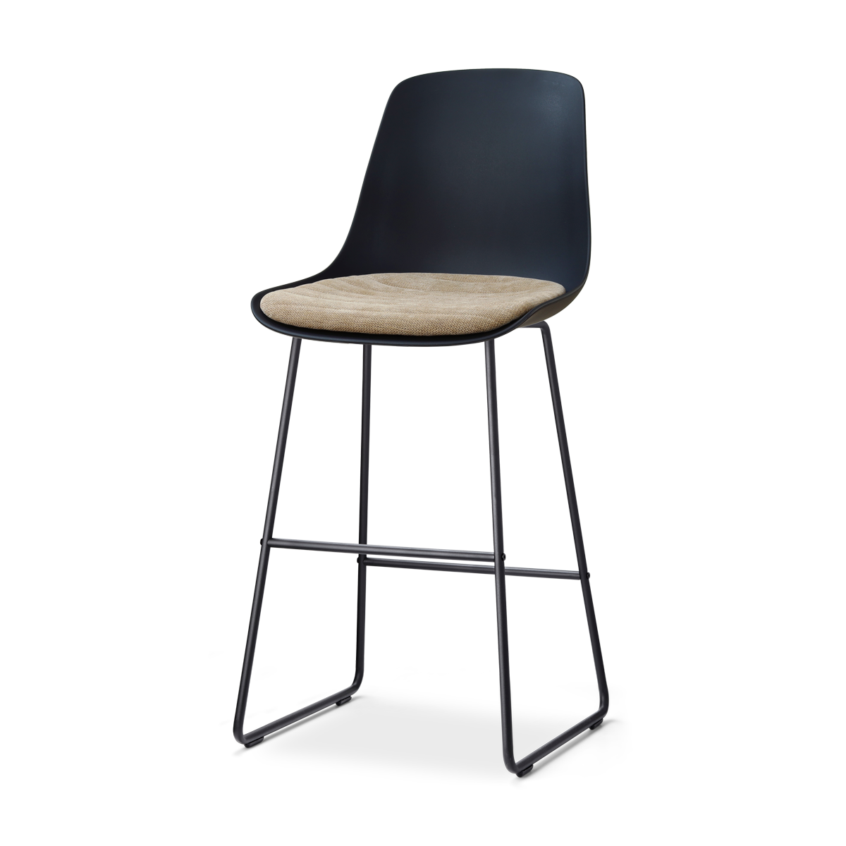 Nolon Nino-Liv Barkruk Zwart met Nougatbruin Zitkussen Zwart Onderstel 75 Cm