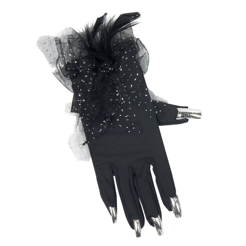 Gants noirs avec ongles de sorcière adulte