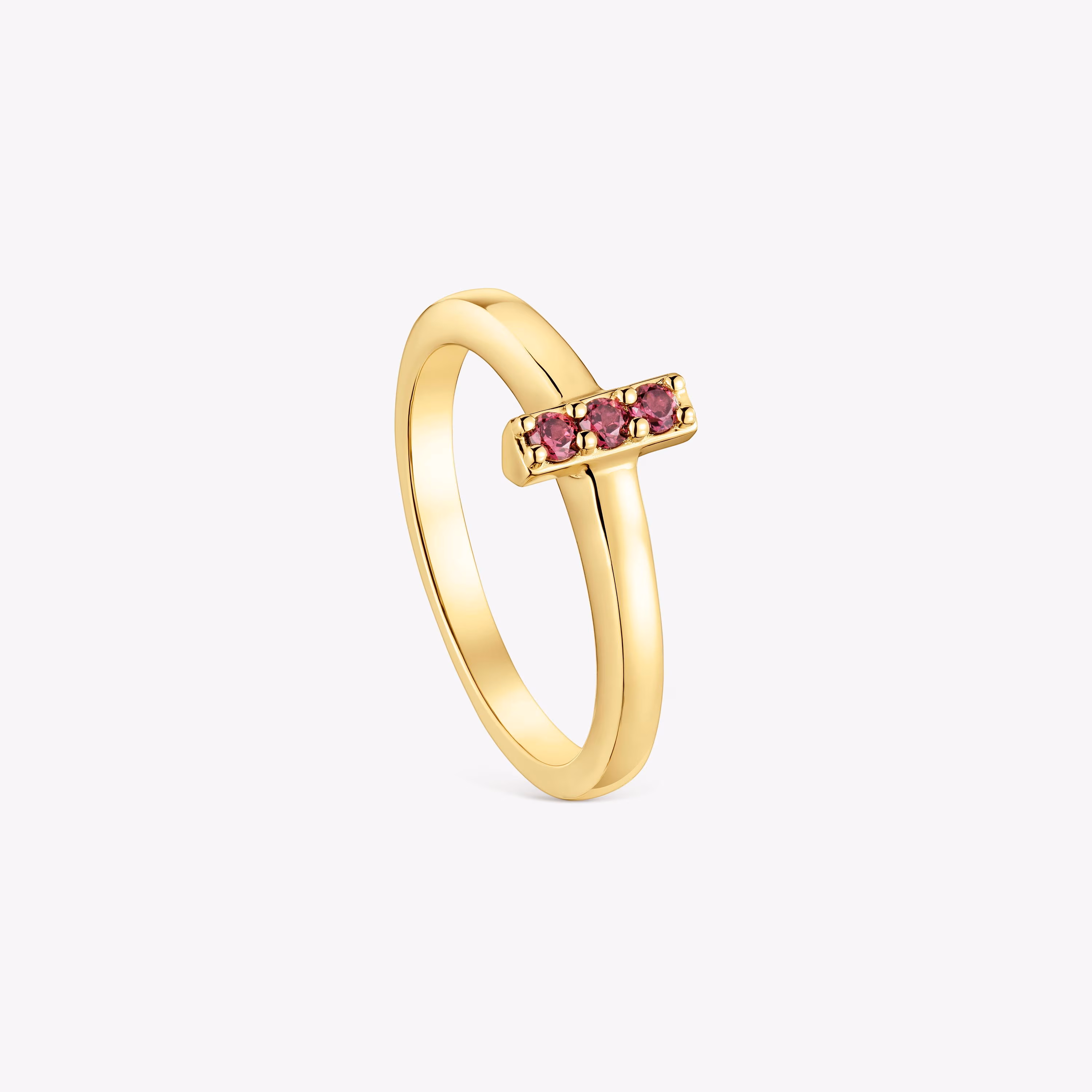 Anillo pequeño con baño de oro 18 kt sobre plata y rodolita Basic Colors