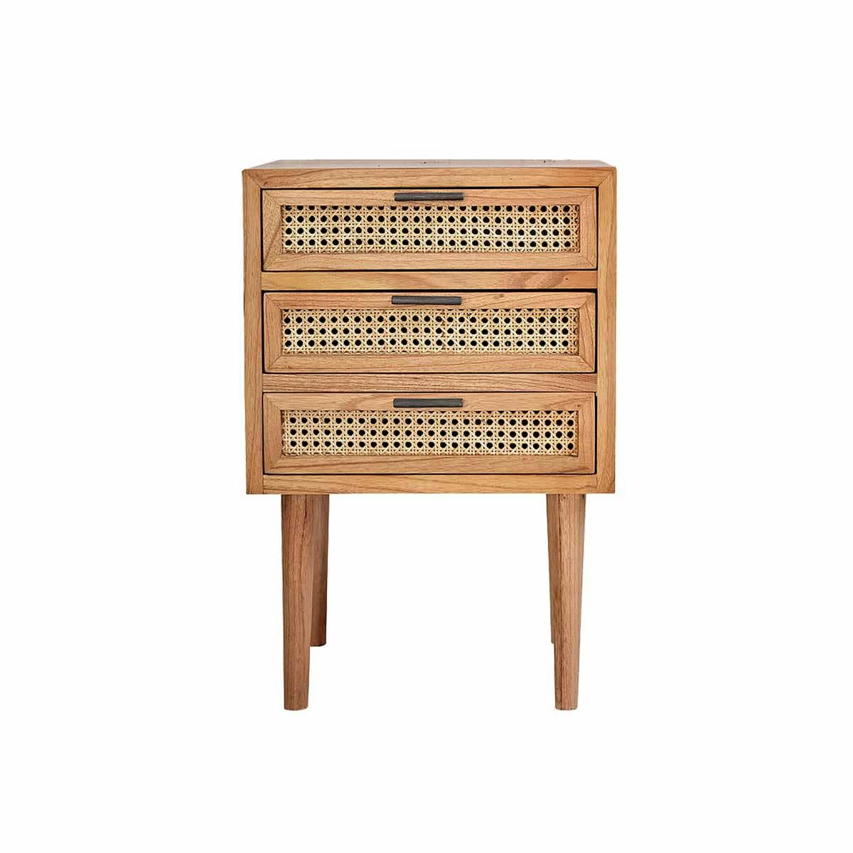 HANA - Table de chevet en mindi massif et cannage