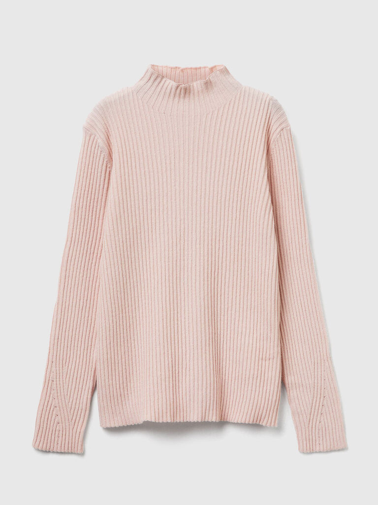 Sweater with ribbed high collar