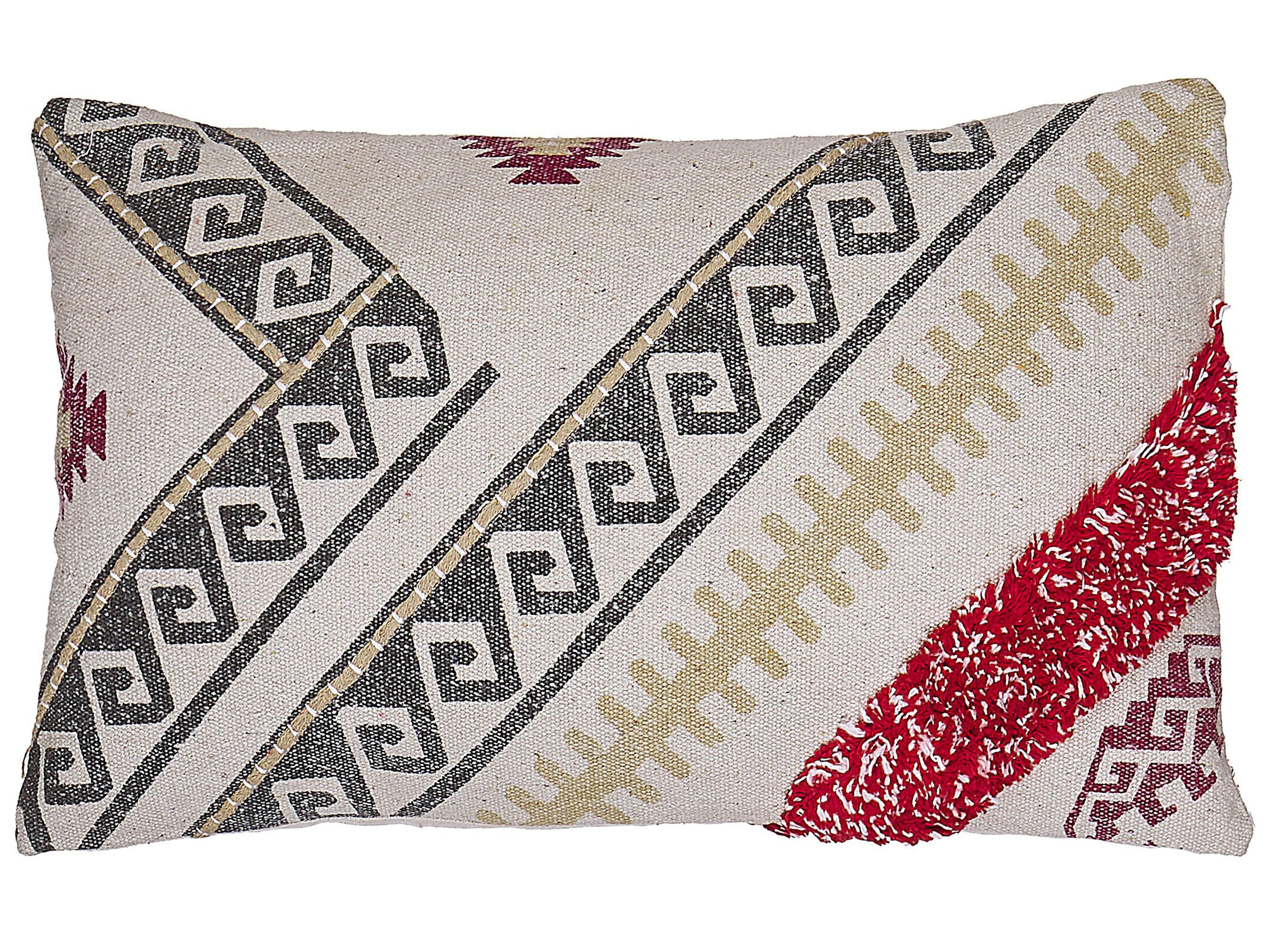 Throw Cushion BETULA Cotton 30 x 50 cm Beige Geometric Pattern