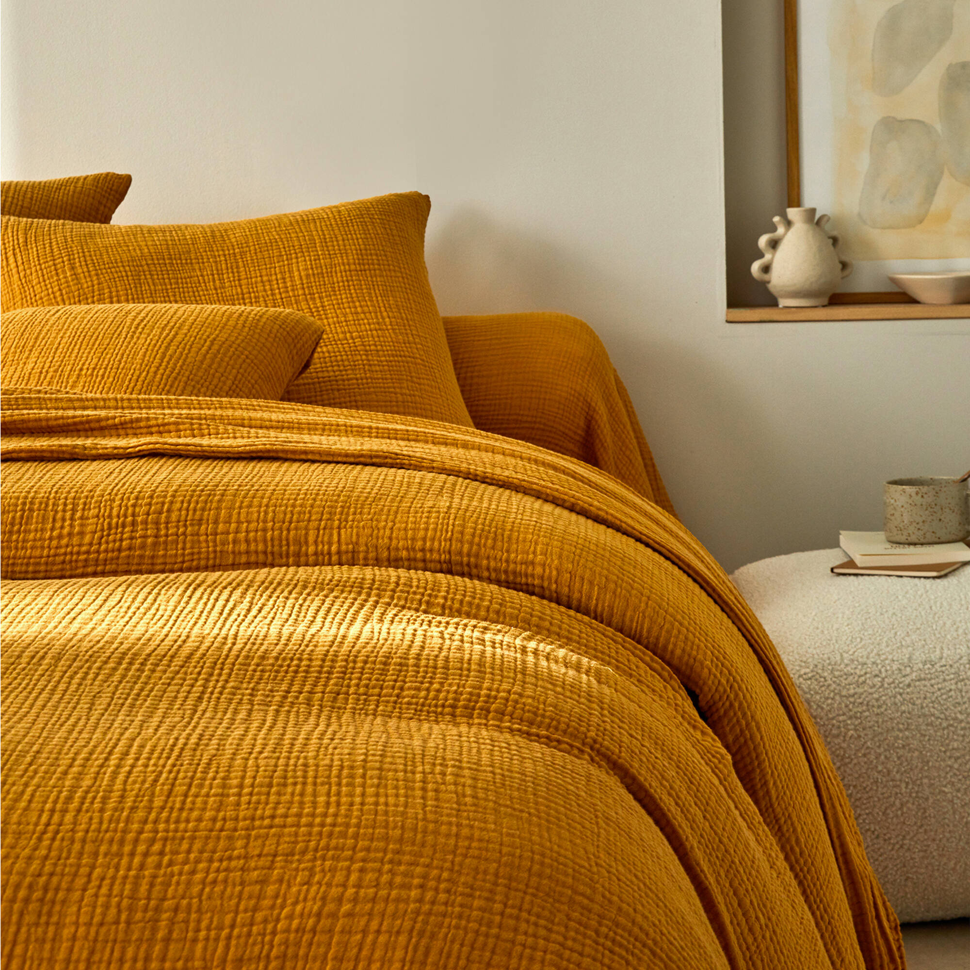 Linge de lit uni en triple gaze de coton