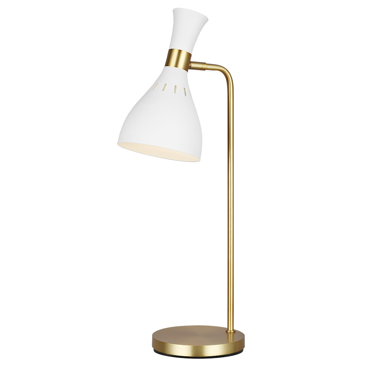 Lampka biurkowamosiądz oksydowano-biała Joan 1xE27x60W wys:63,5cm Feiss