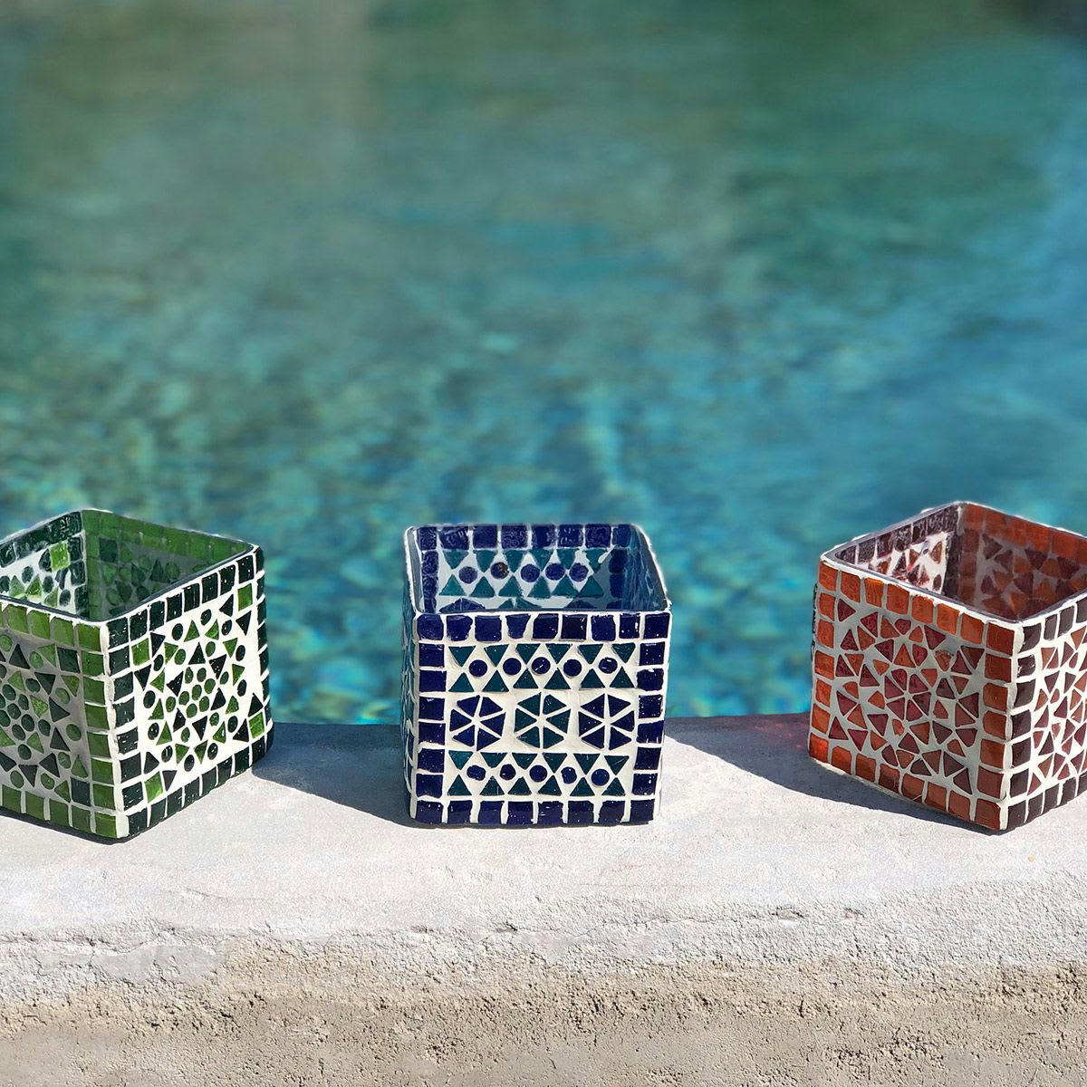 - Set de 3 bougeoirs en verre