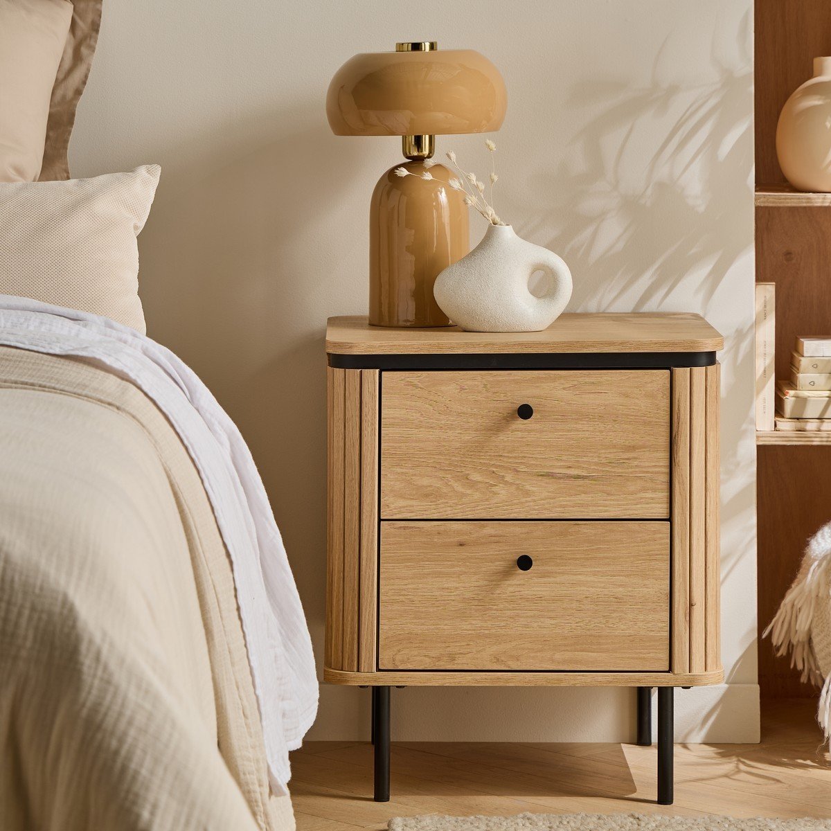 Calicosy - Lameller Nachtkastje MALAGA - H55 cm - Eikenlook