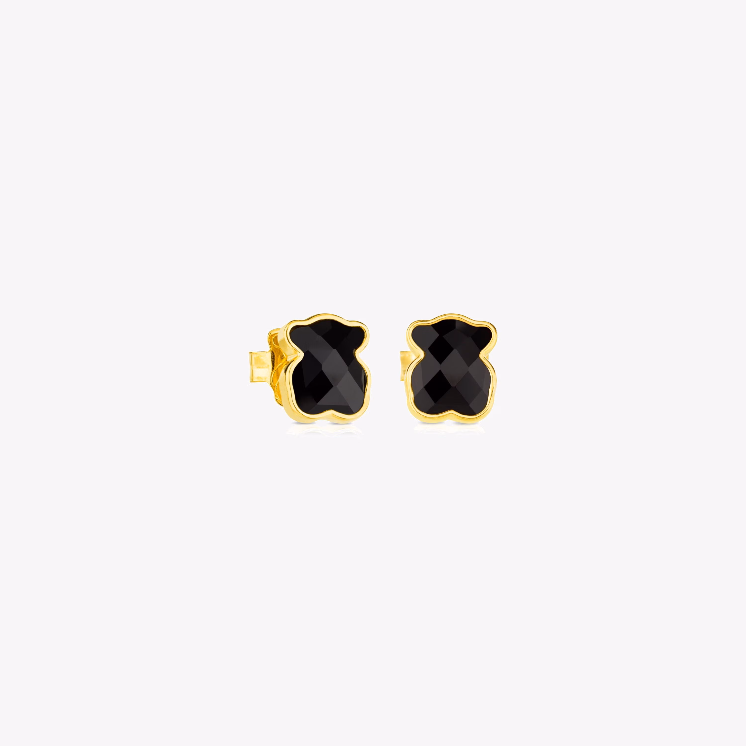 Pendientes pequeños con baño de oro 18 kt sobre plata y ónix facetado TOUS Color