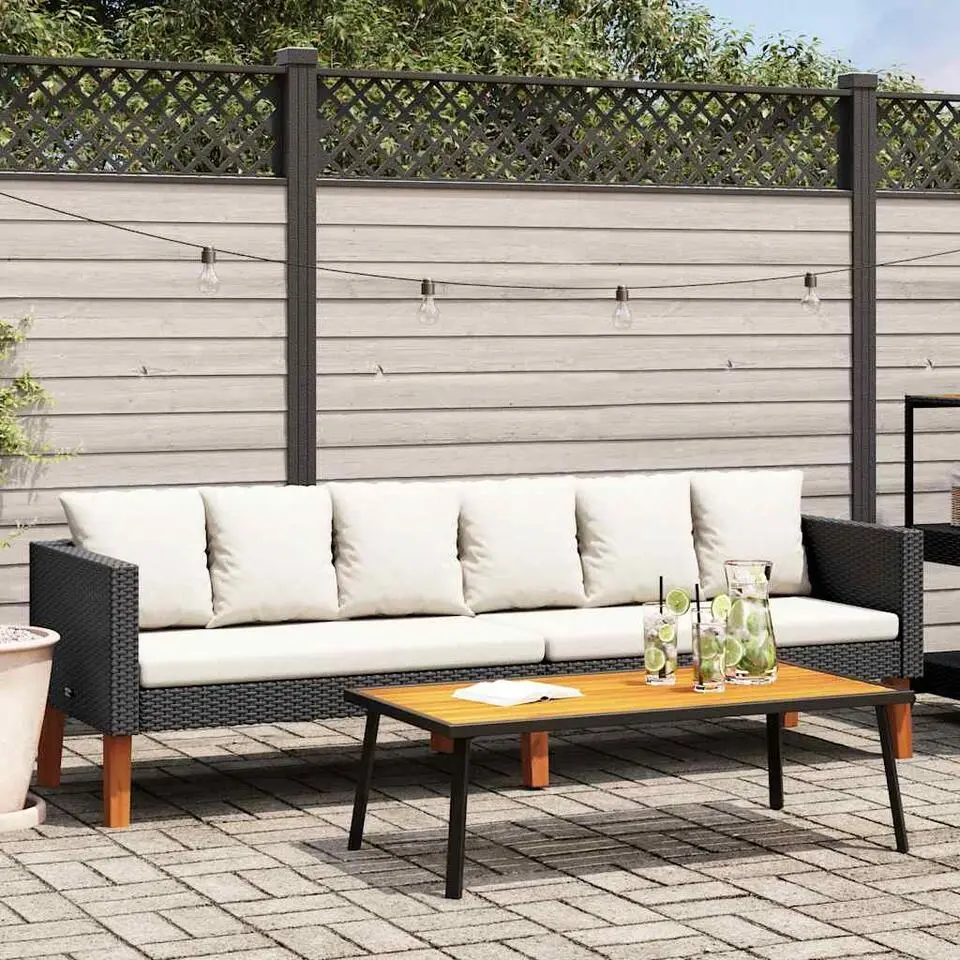 vidaXL - Tuinbank - Zwart - Poly rattan