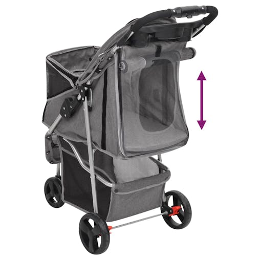 NNEVL Folding Dog Stroller Grey 80x46x98 cm Oxford Fabric