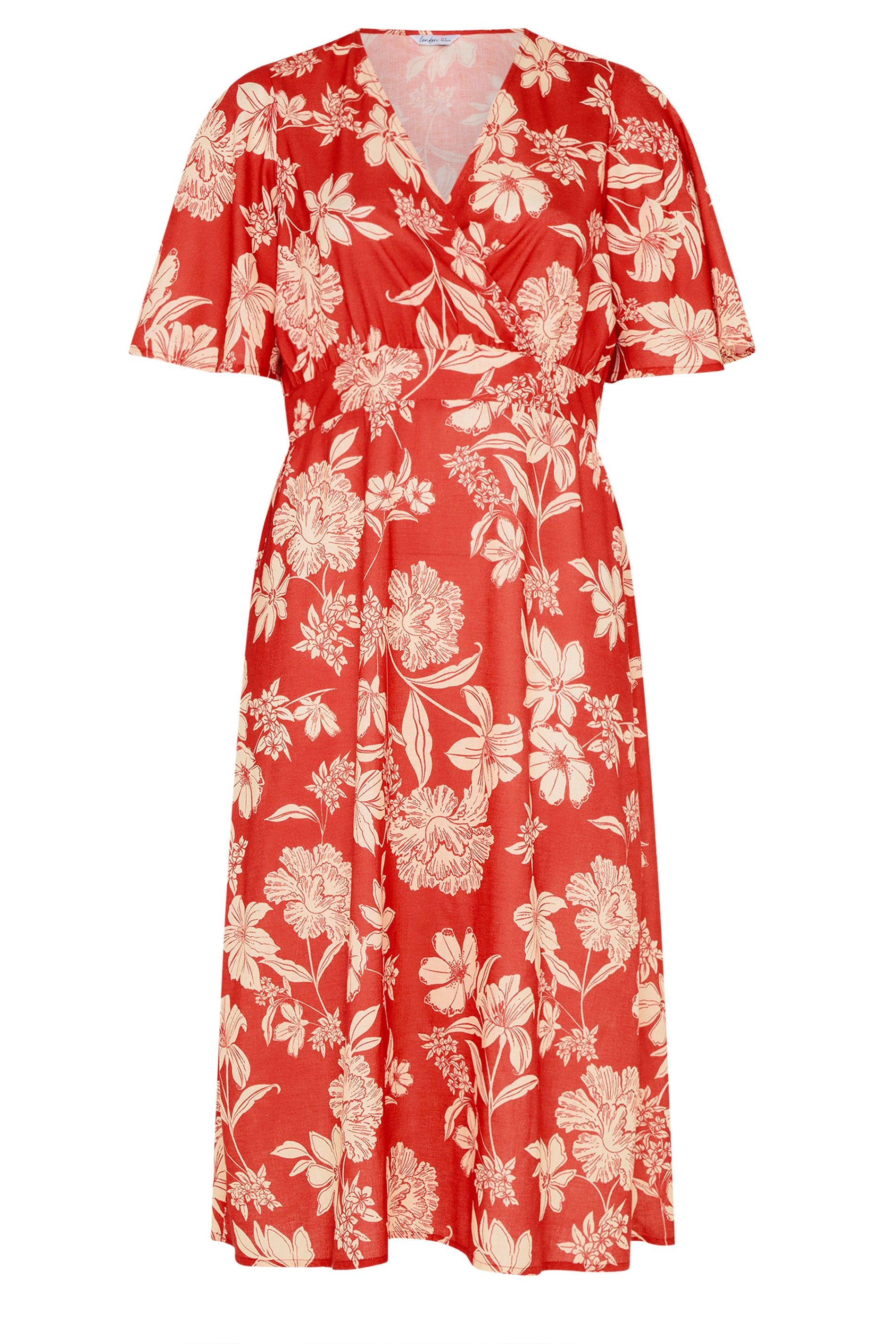 Yours Floral Linen Look Wrap Dress