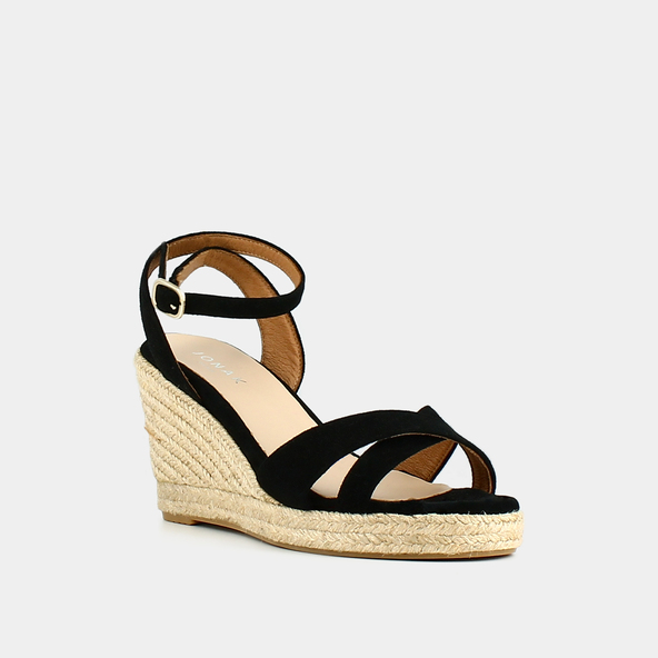 Espadrilles à talons hauts et bridesen croute noire | SIBEL
