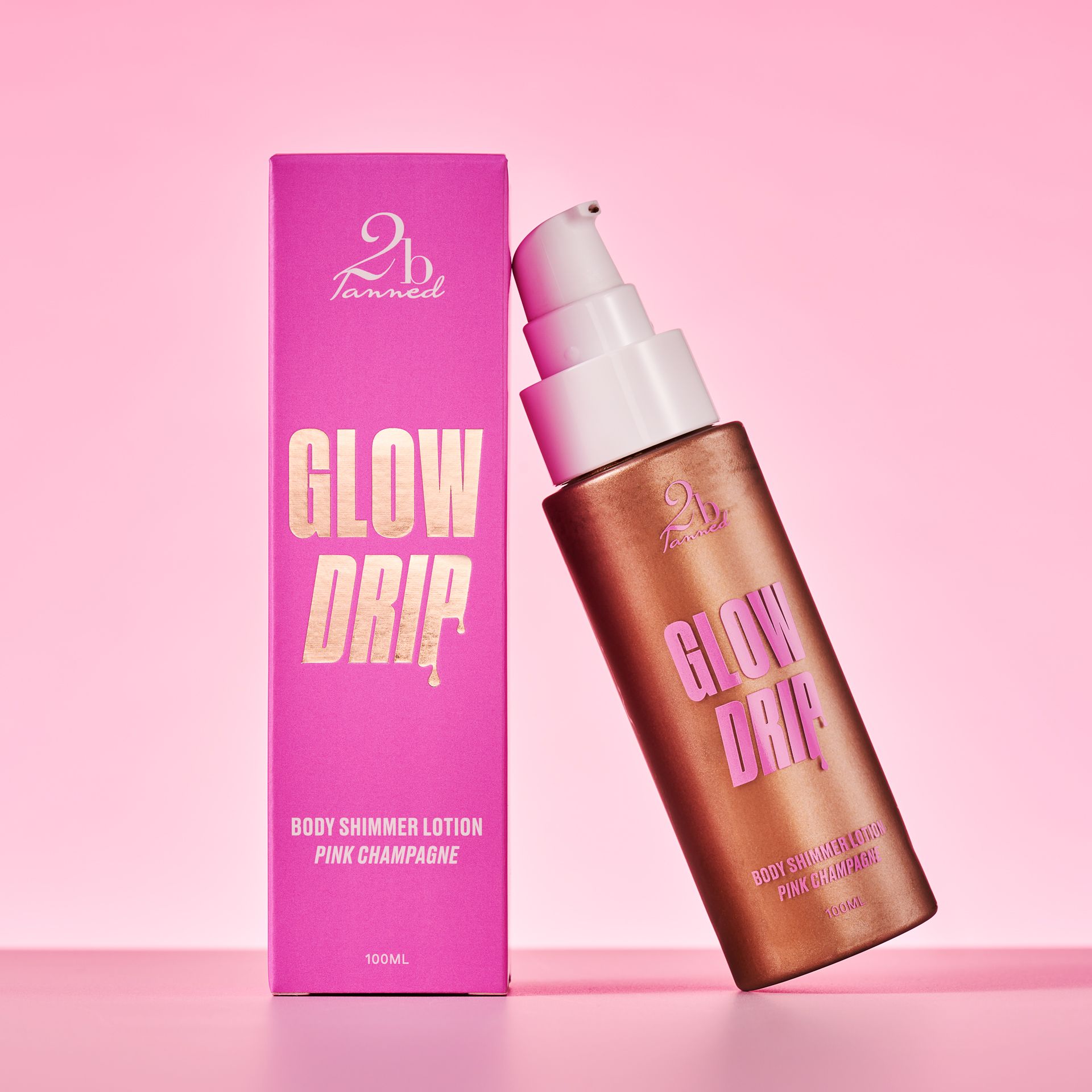 2bTanned Glow Drip Pink Champagne Body Shimmer Lotion