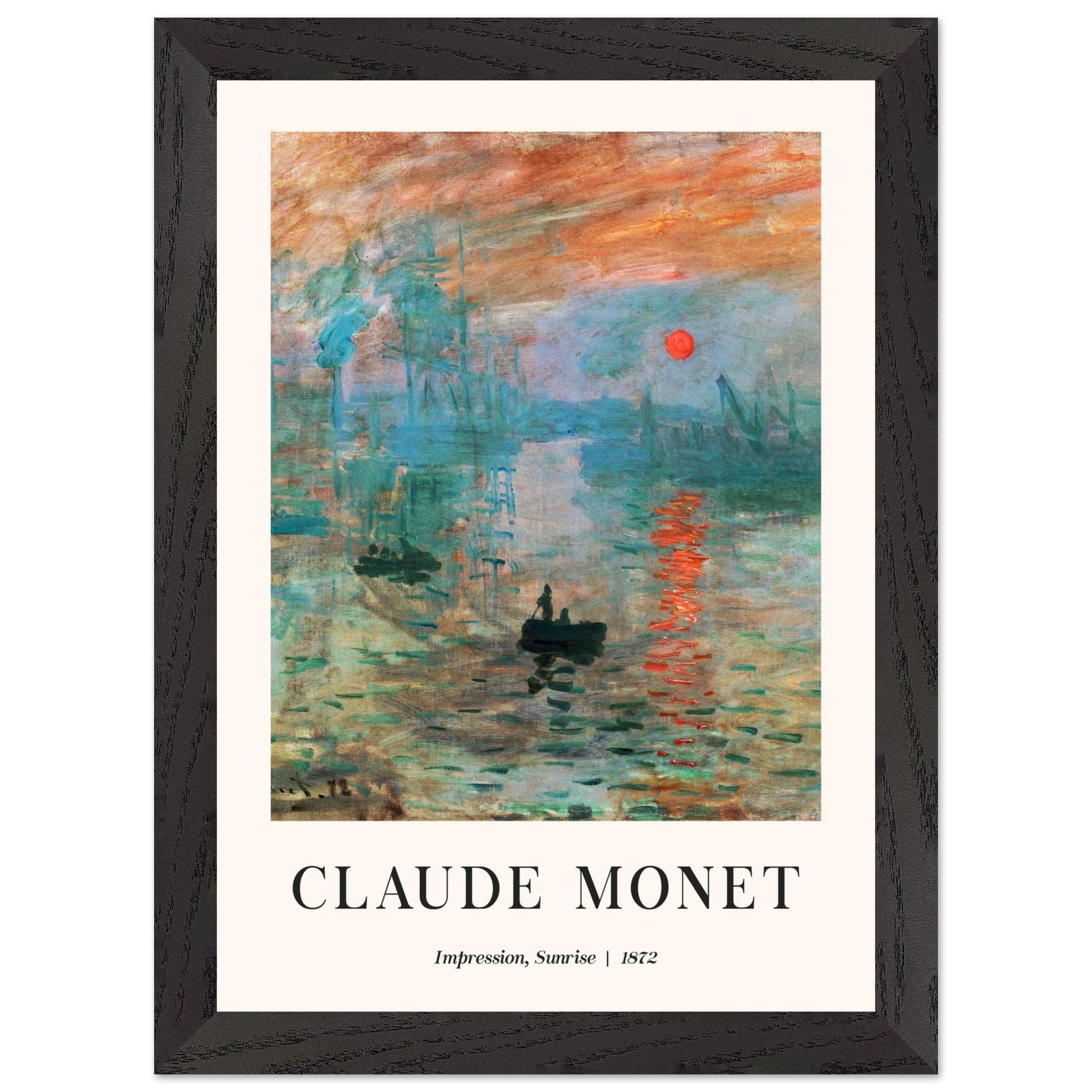 Artfulprints Poster met Lijst Claude Monet - Impression sunrise  - A4 21x29.7 cm - Meerkleurig