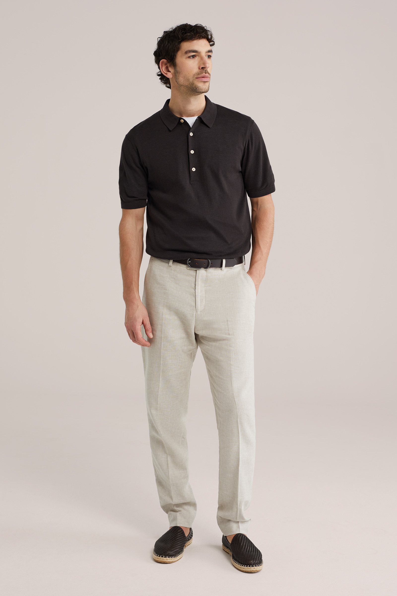 Heren regular fit gebreide polo