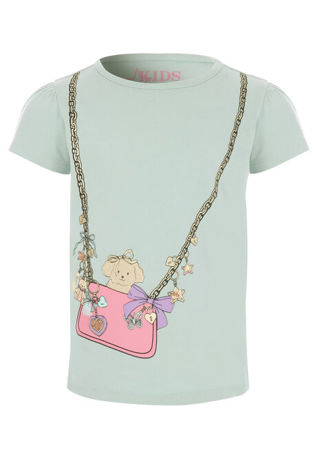 Younger Girls Mint Puppy Handbag T-Shirt