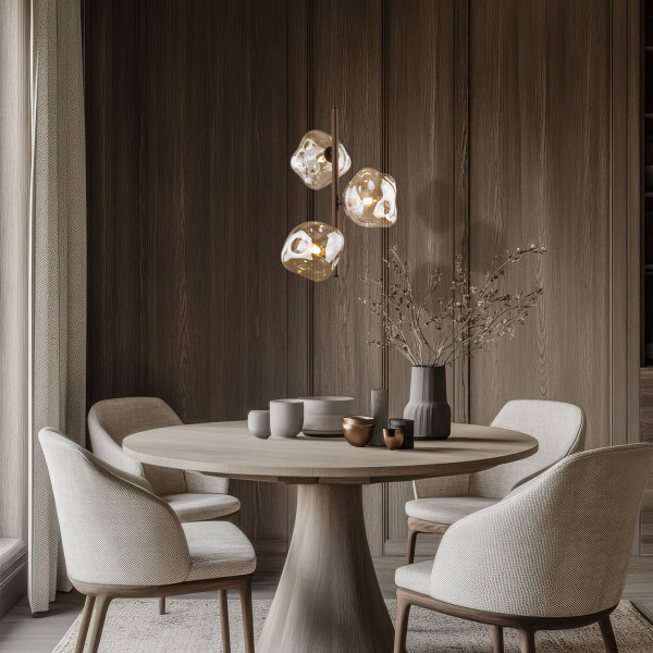Brązowa Lampa Wisząca Tk Lighting Lava Kiść Grona 3Xg9 Koniakowy Klosz