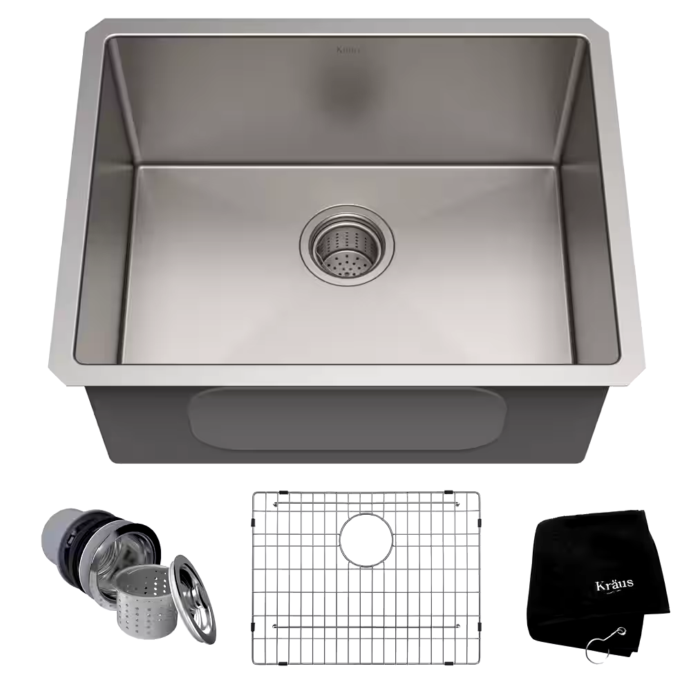 Kraus Standard PRO™ Undermount Stainless Steel Single Bowl Kitchen Sink, 23x18x10-in