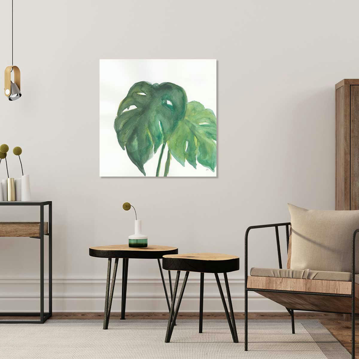 - Tableau Plante monstera watercolor imprimé sur toile 100x100cm