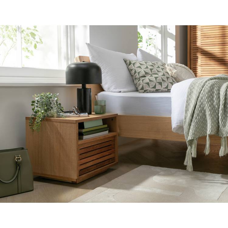 Habitat Max 1 Drawer Set of 2 Bedside Table - Oak