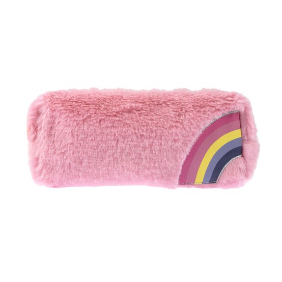 Pink Rainbow Plush Pencil Case