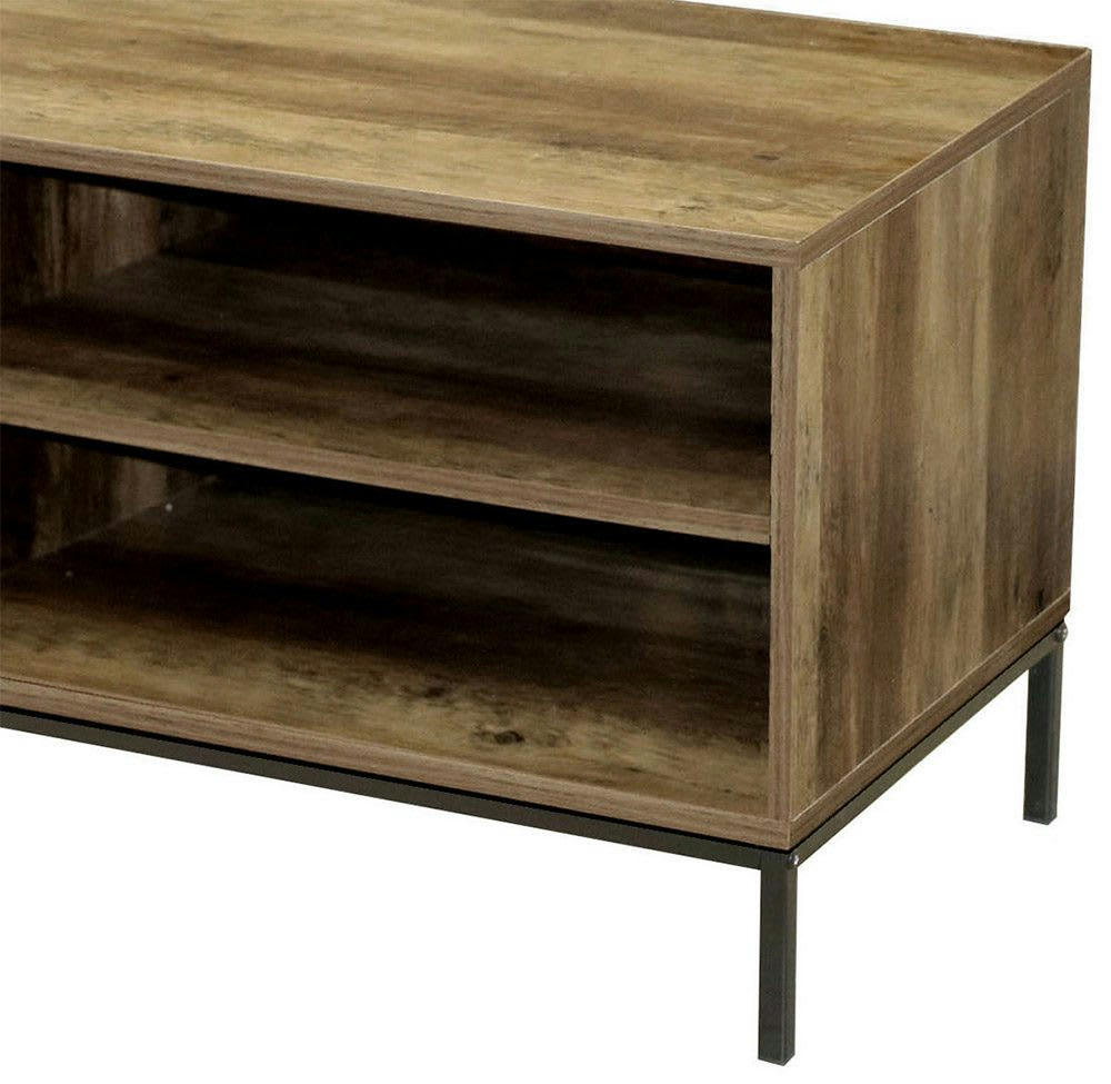 JOYA - Meuble de télévision métal noir et bois 1 placard + 2 étagères