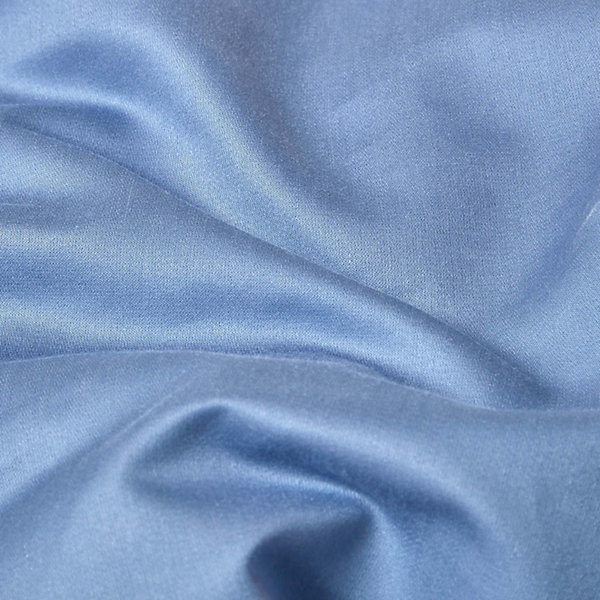 Drap plat en satin de coton égyptien 1000 fils bleu, 230x255 cm - HOMESCAPES