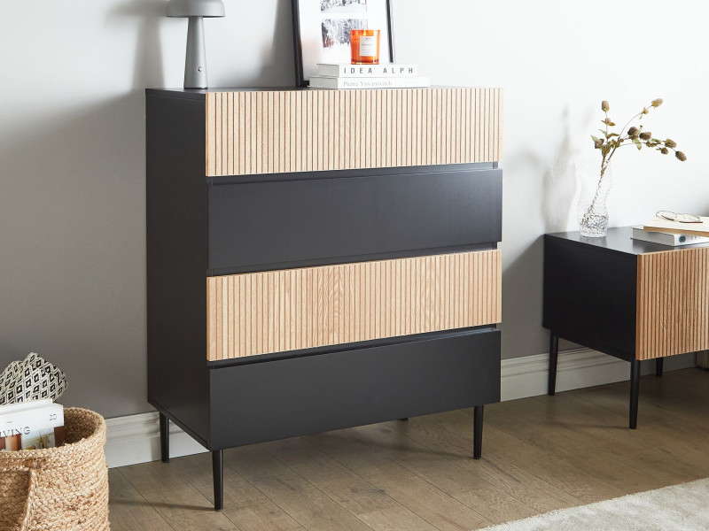 Komoda z 4 szufladami MDF czarna