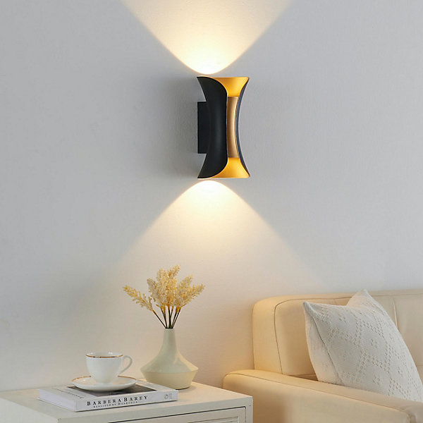 Eclairage mural LED noir intérieur doré IP54 - Foria