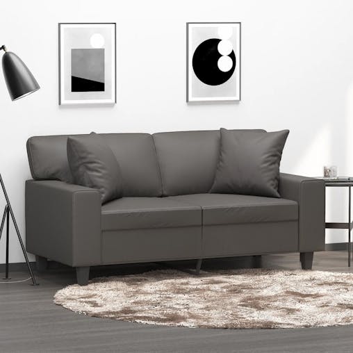 NNEVL Throw Pillows 2 pcs Grey 40x40 cm Faux Leather