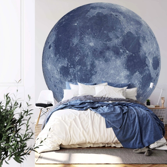 Vliestapete »Runde Vliestapete«, Mond Planet Vollmond Kinder, mehrfarbig, matt