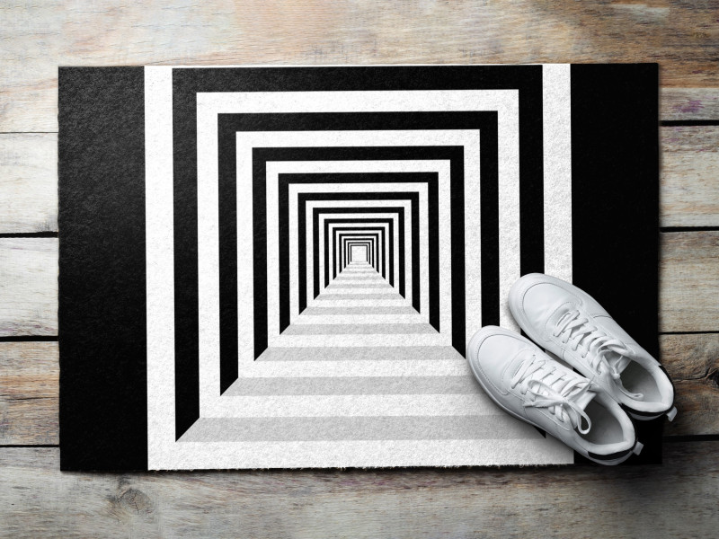 Wycieraczka zewnętrzna 60x40 Tunel 3d geometryczny czarny Tulup
