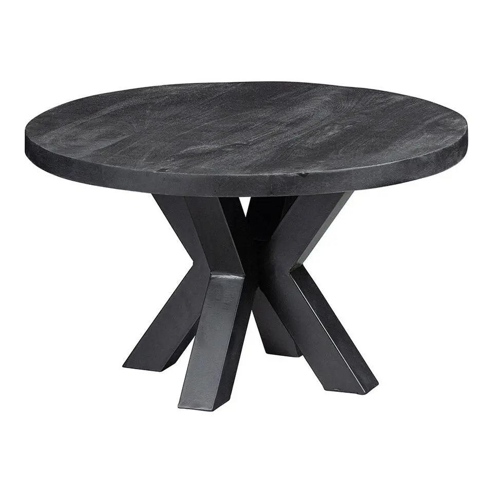 Mangohoutonline - Salontafel Glendale Black 70cm Rond - Zwart - Mahom