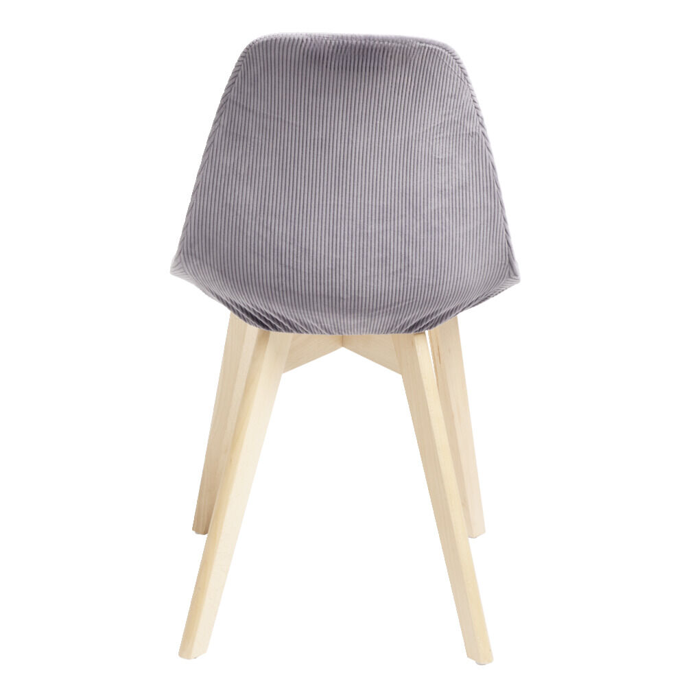Housse de chaise velours côtelé L45xP40xH45cm - 2 modèles gris ou blanc