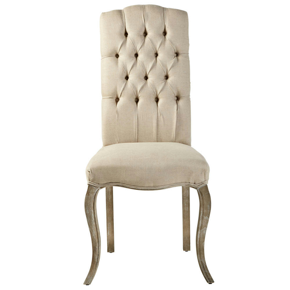 Chloe - Chaise capitonnée en lin et frêne