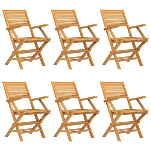 NNEVL Folding Garden Chairs 6 pcs 55x62x90 cm Solid Wood Teak