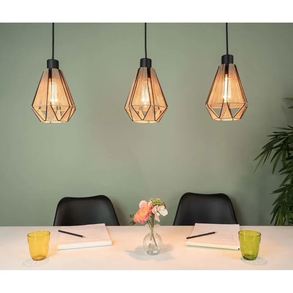 EGLOAdwickleHanglamp-E27-87cm-Zwart/Bruin