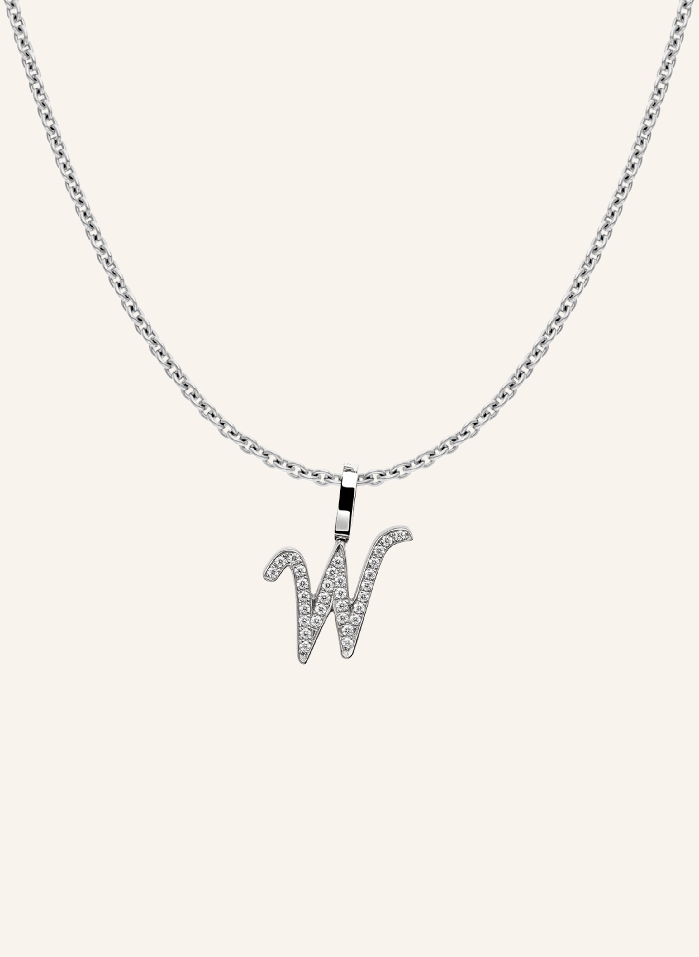 CADA Kette TINY DIAMOND LETTER W