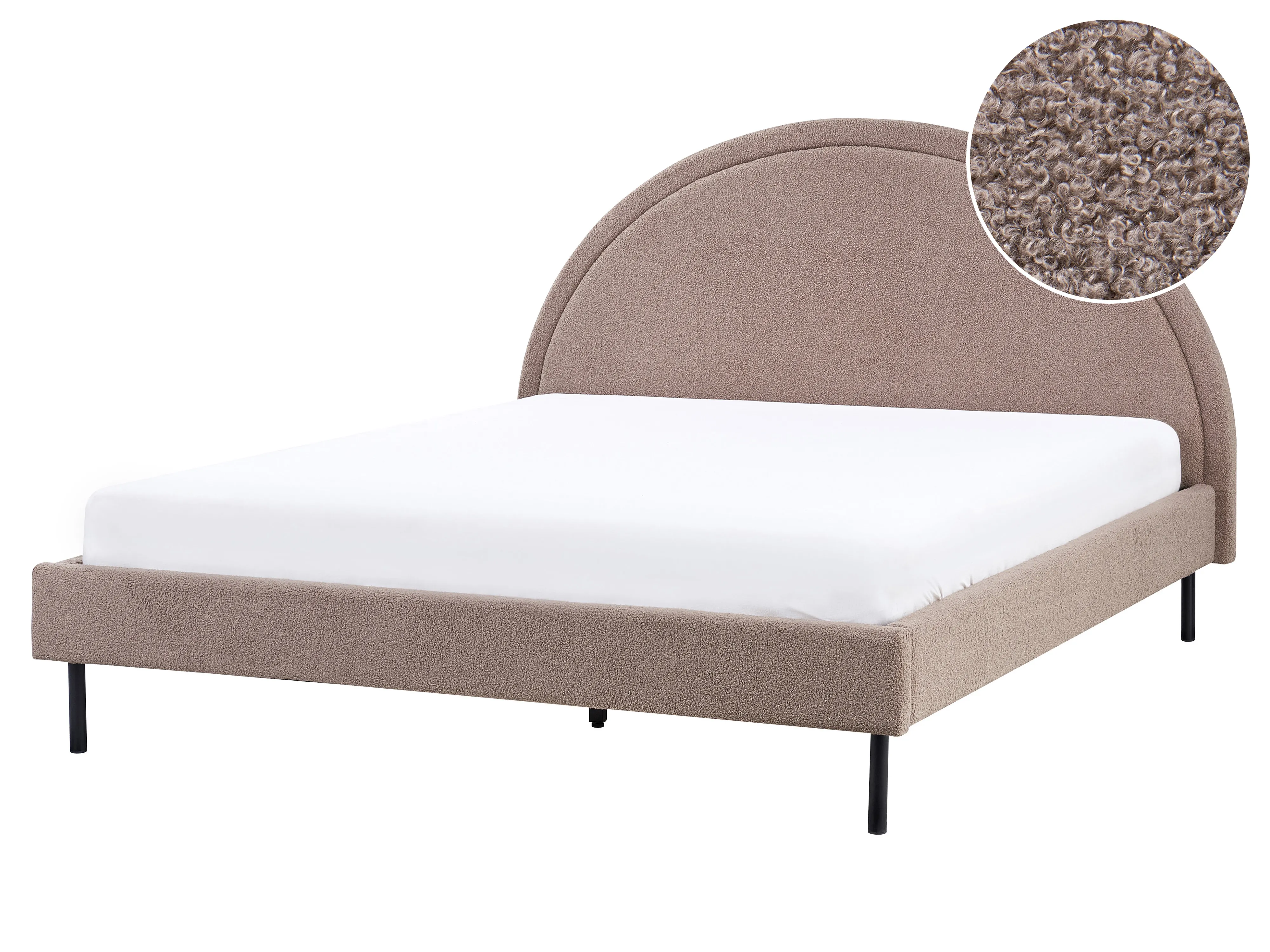Bed Boucle MARGUT 160 x 200 cm (EU King Size) Taupe