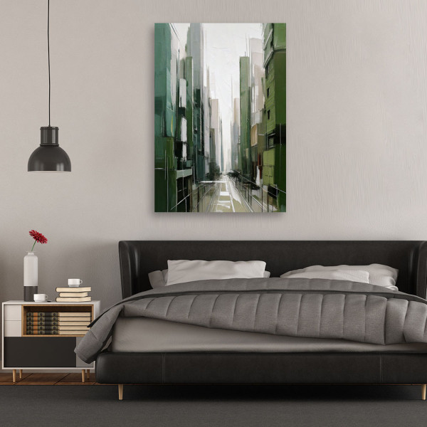 Feeby Obraz na płótnie, Miasto Architektura Akwarela Zieleń 40x60