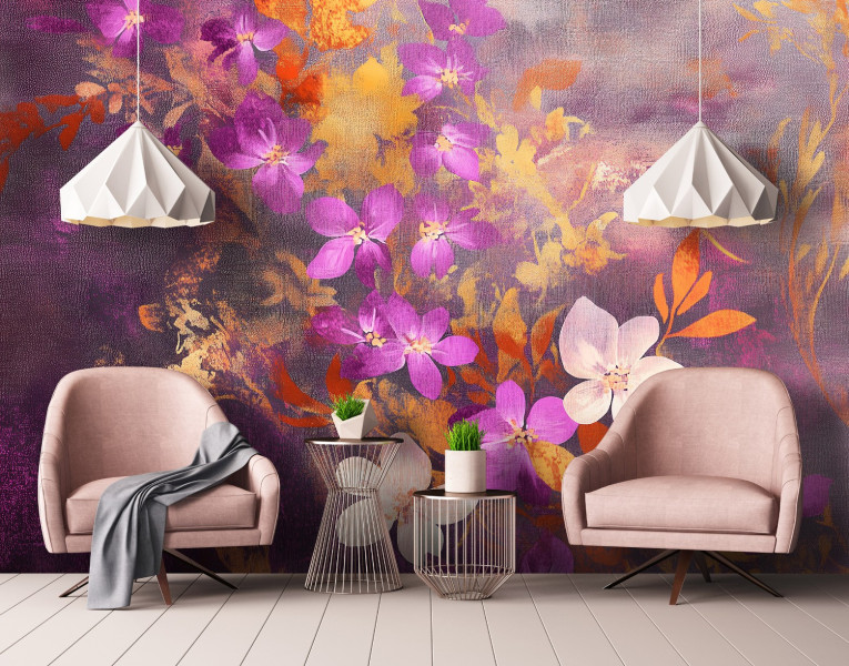 Fototapeta Kwiaty Różowe Złoty Sypialnia Salon Tapeta Flizelina 250X175